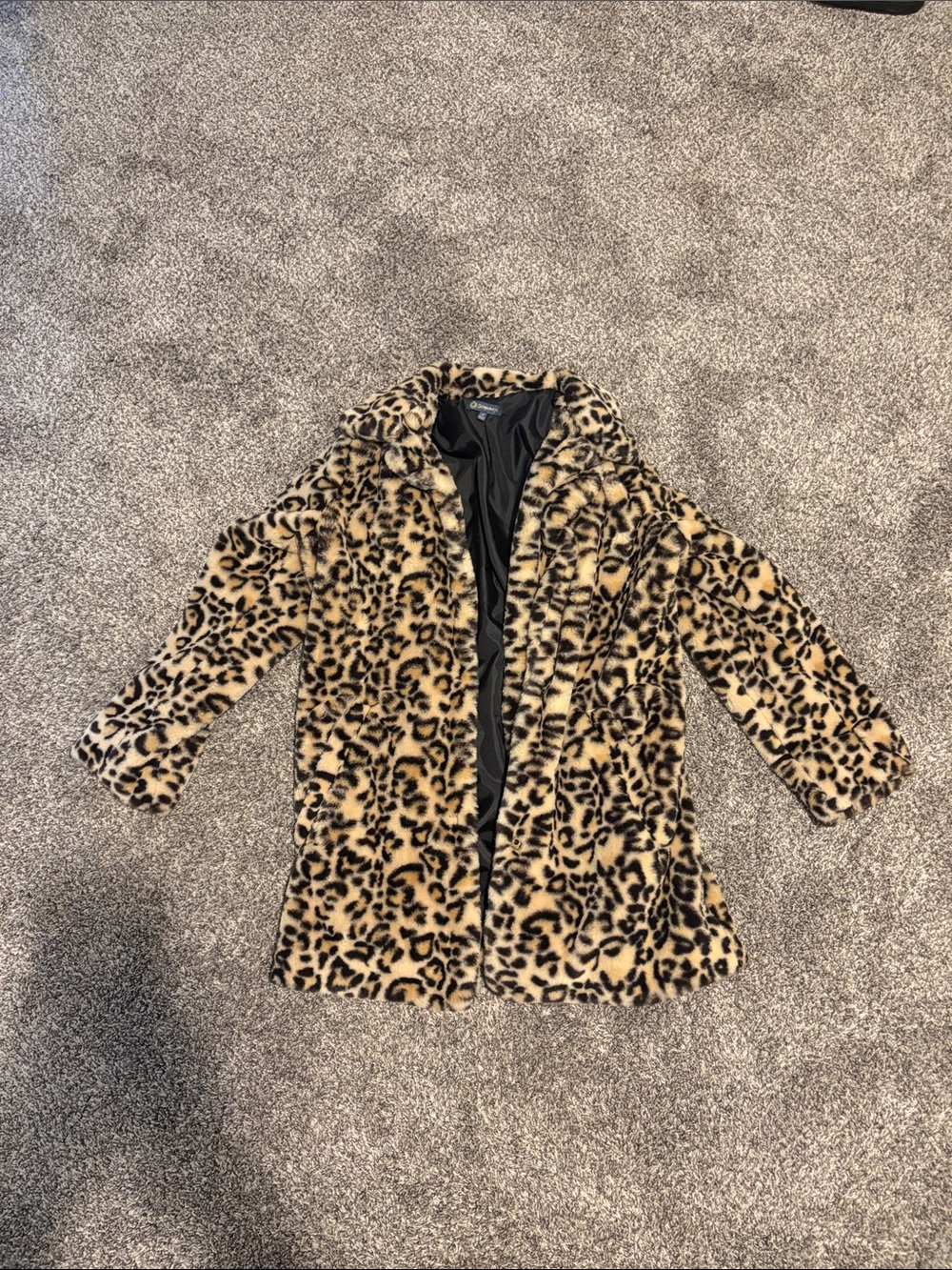 Y2k leopard print faux fur coat with pockets